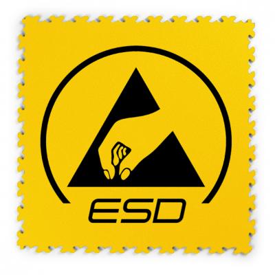 Logo Puzzle Tile PICTO & LOGO TILE Laser Cut Tile Yellow 500 x 500 x 5 mm Antistatic Flooring ESD Products AES